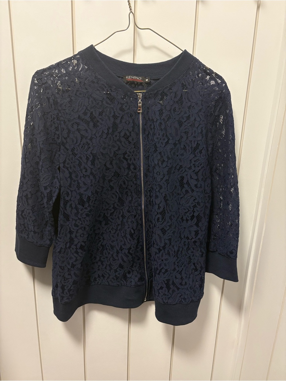 Medium Lace Zip-Front Bomber Jacket